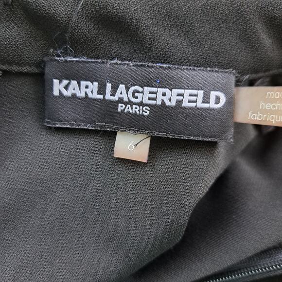 Karl Lagerfeld Black Embellished Long Sleeve Dress Size 6 Workwear Dressy - Picture 7 of 12